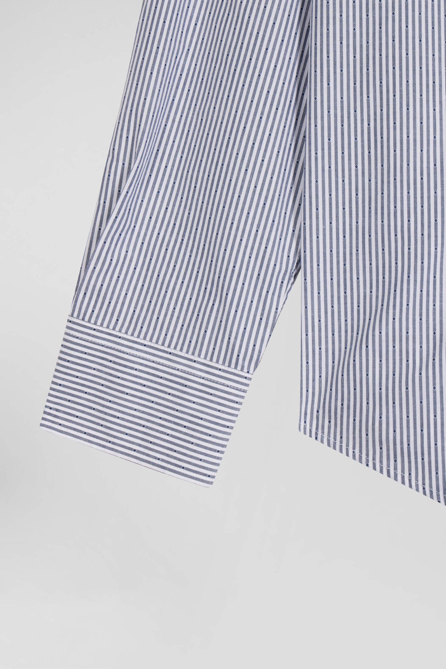 Regular indigo striped cotton jacquard shirt