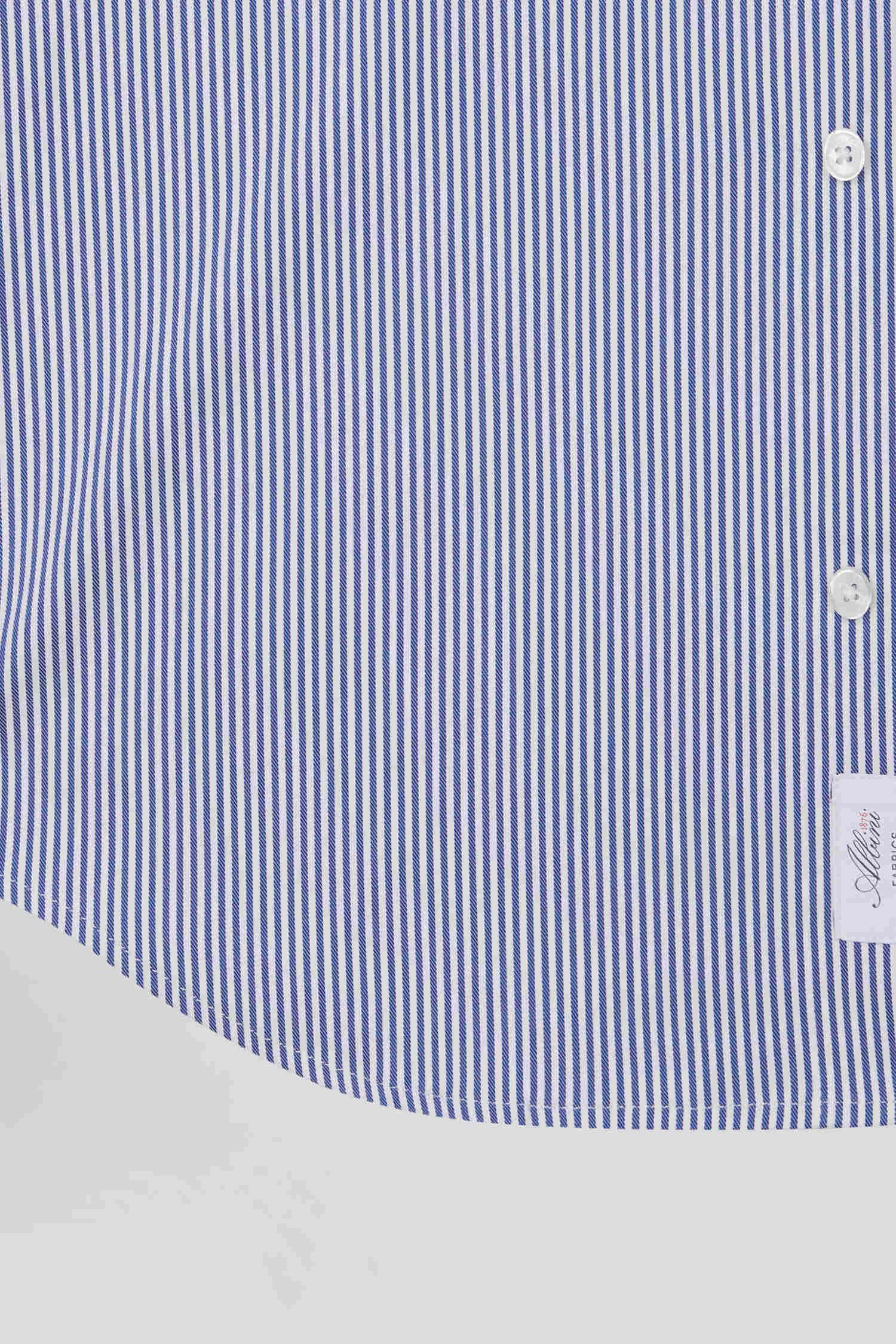 Chemise en popeline de coton bleu marine à rayures bâton coupe Regular