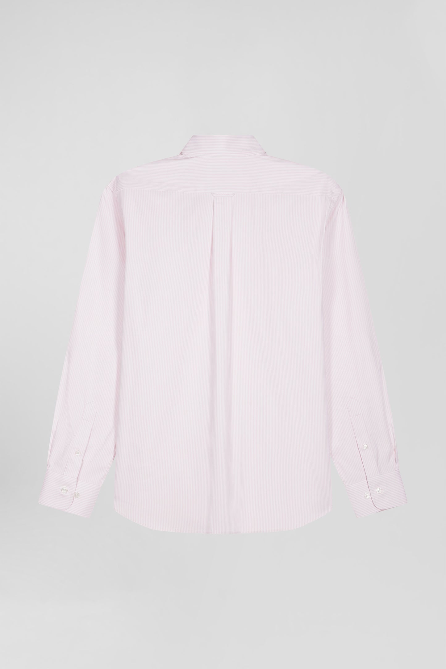 Regular pink cotton poplin shirt with baton stripes