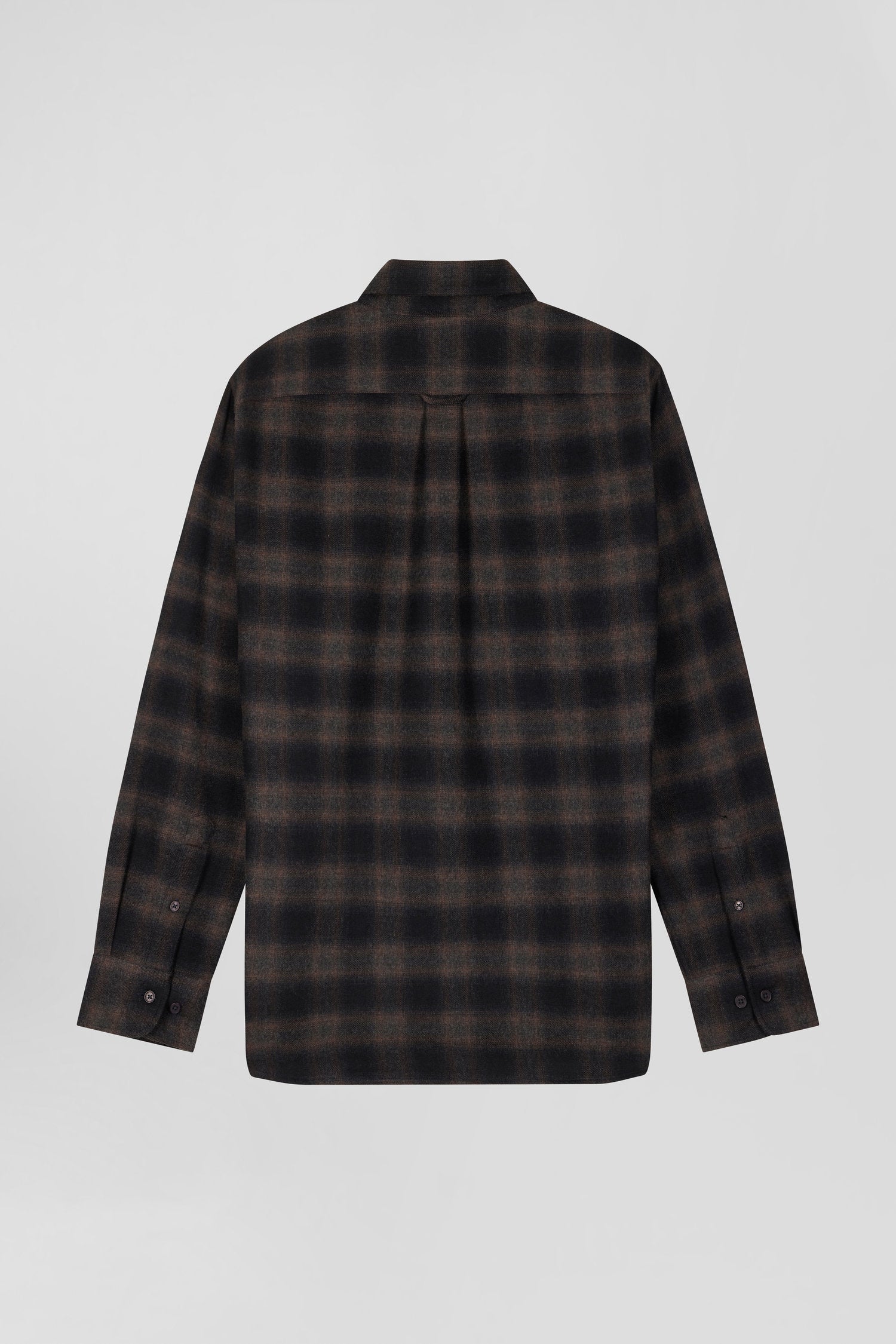 Regular black coton flannel checked shirt