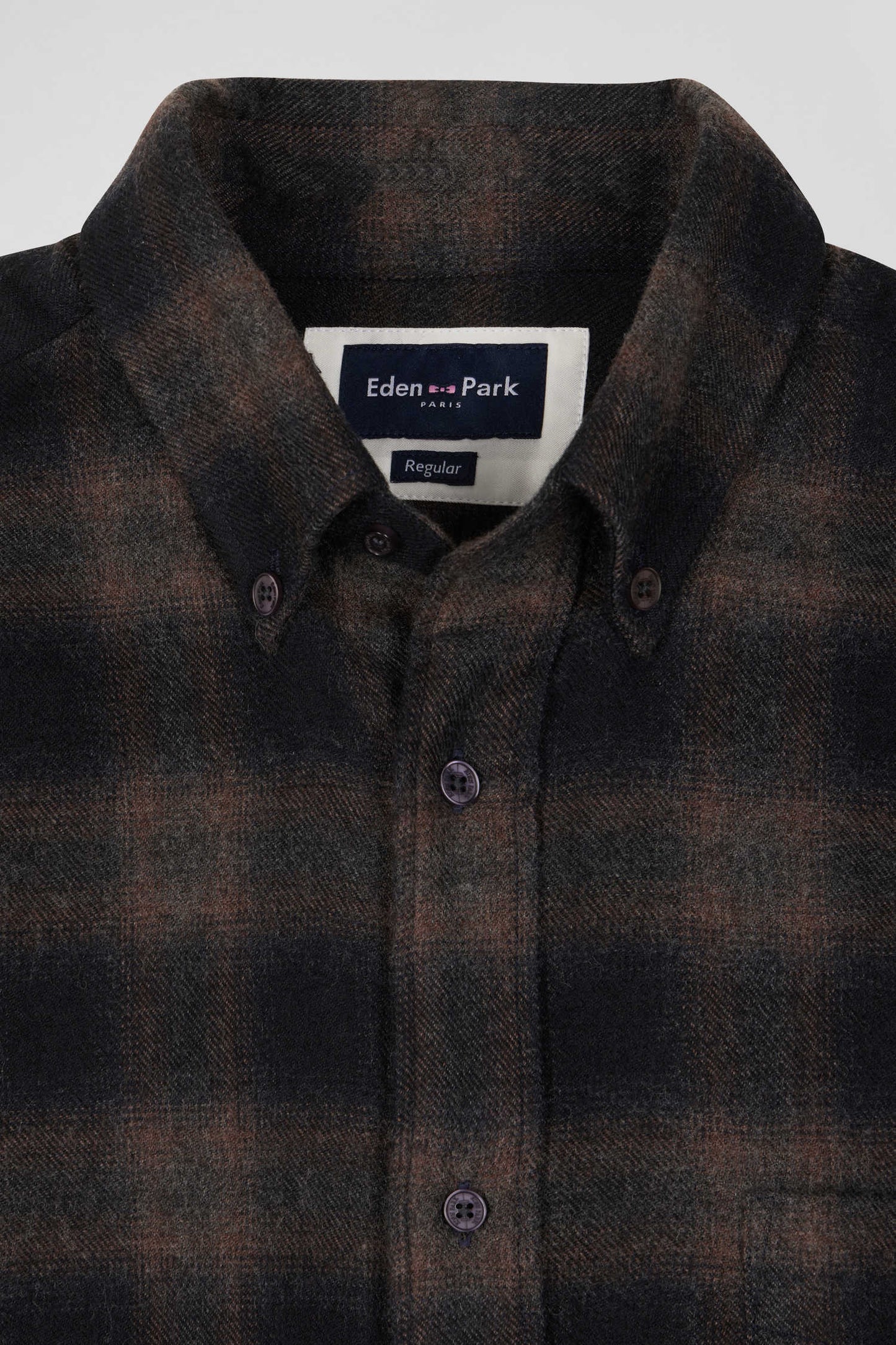 Regular black coton flannel checked shirt