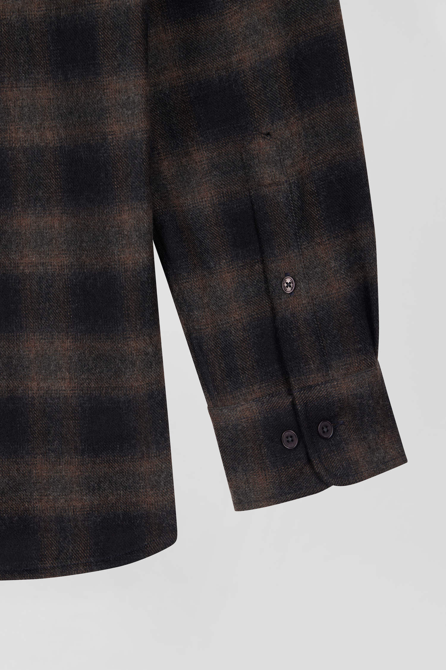 Regular black coton flannel checked shirt