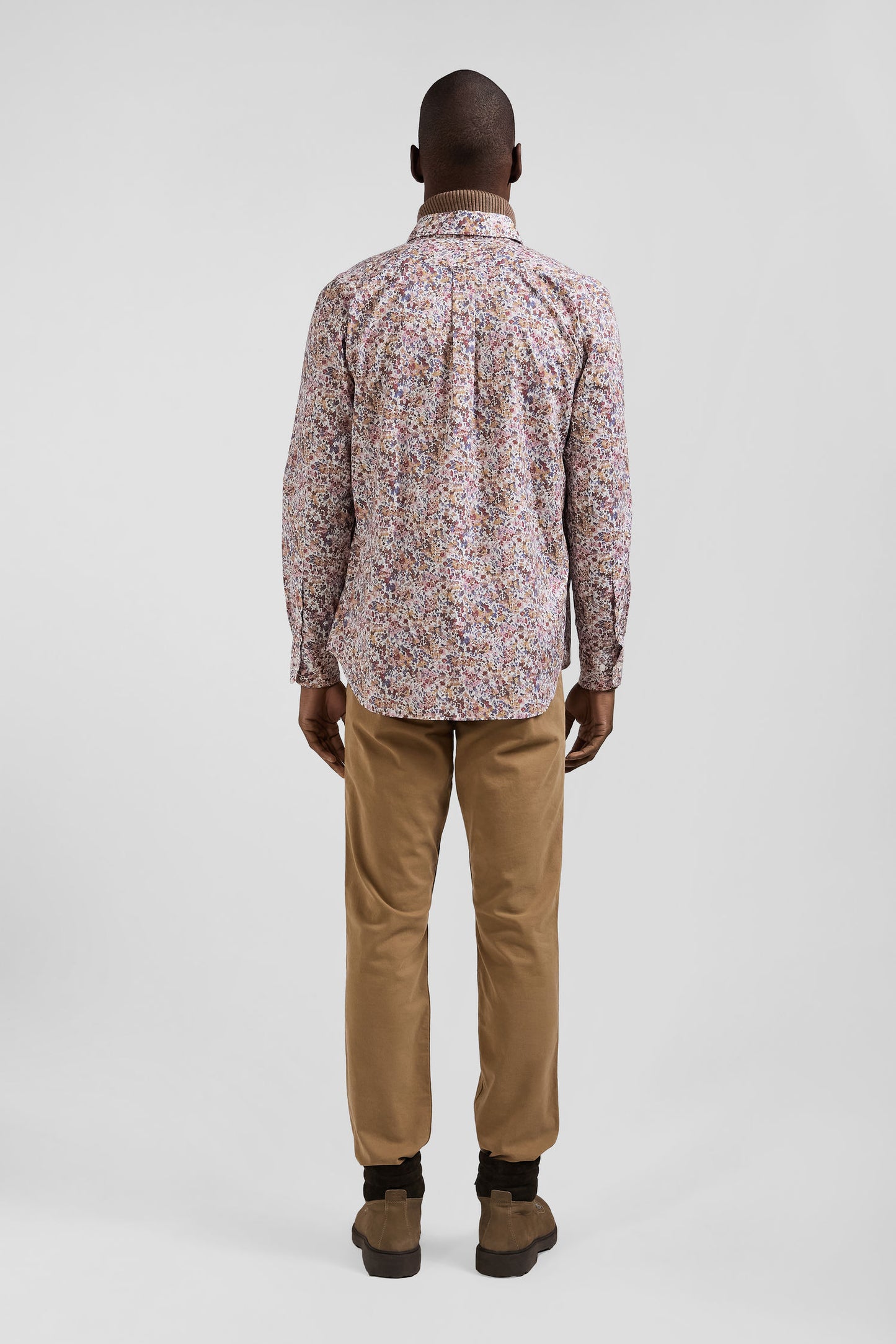 Cotton shirt with beige microprint, regular fit