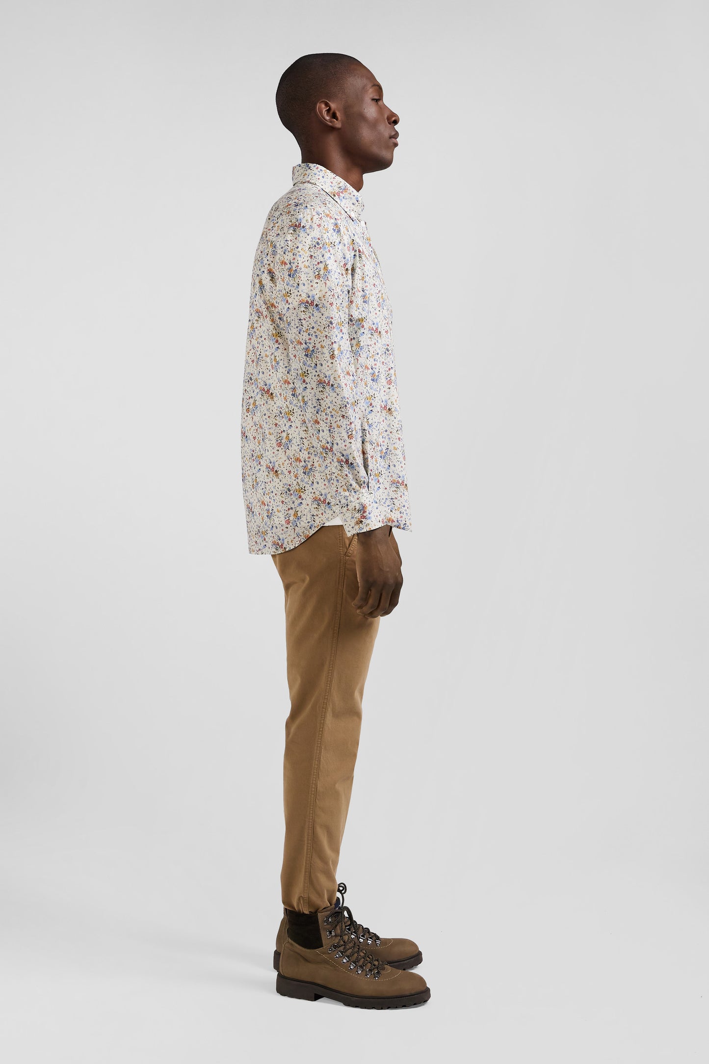 Cotton poplin shirt, floral print, regular fit