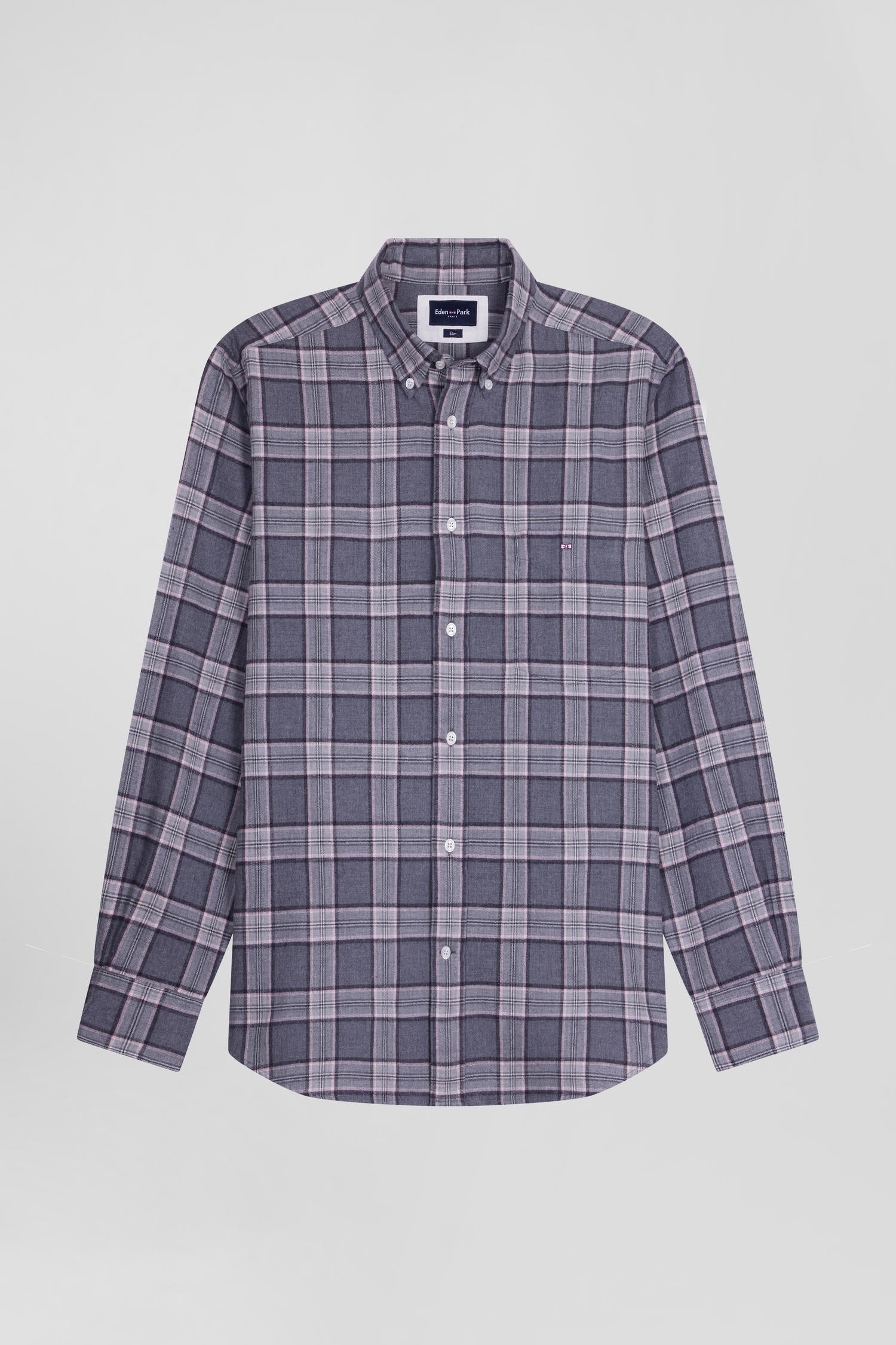 Regular grey checked cotton shirt