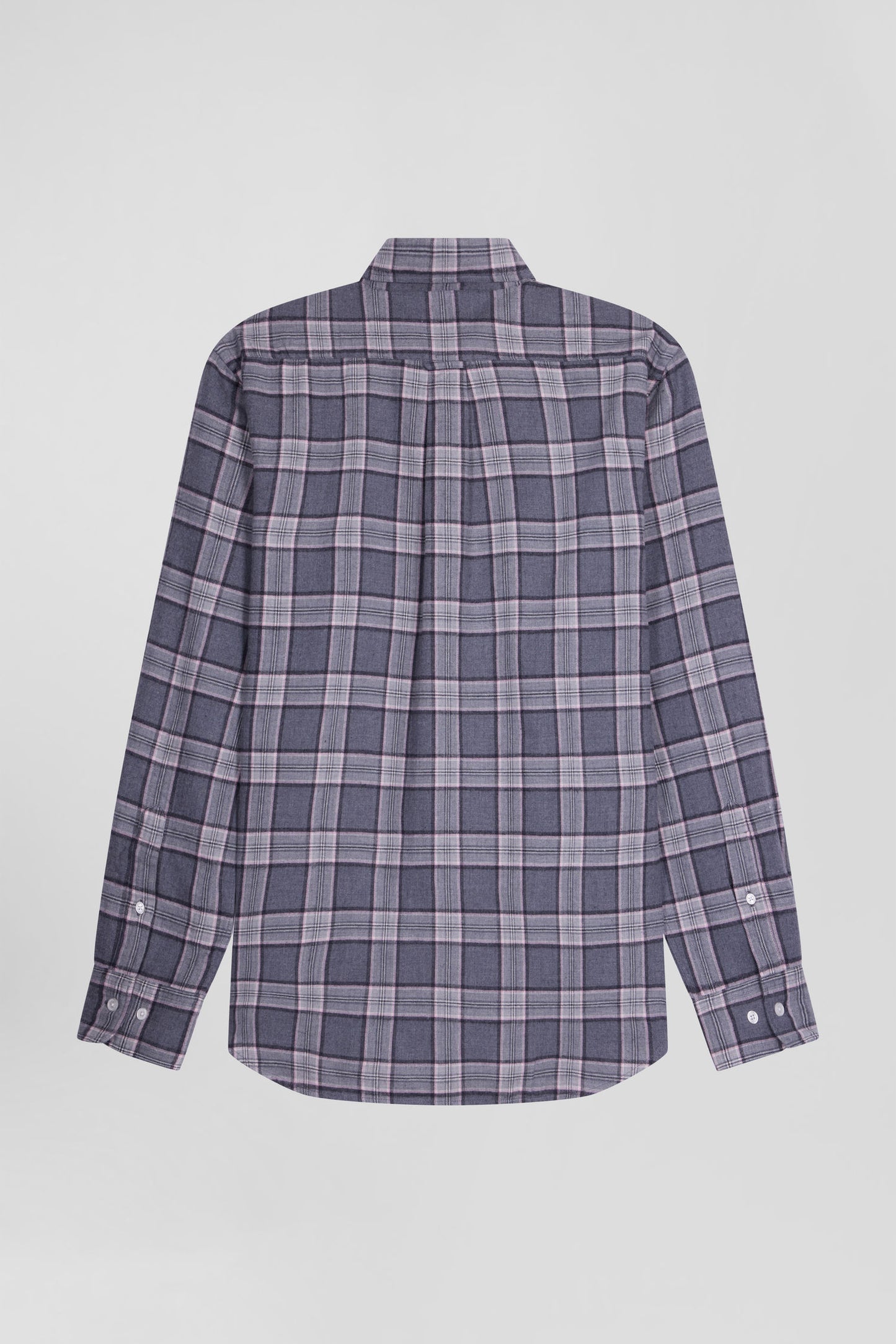 Regular grey checked cotton shirt