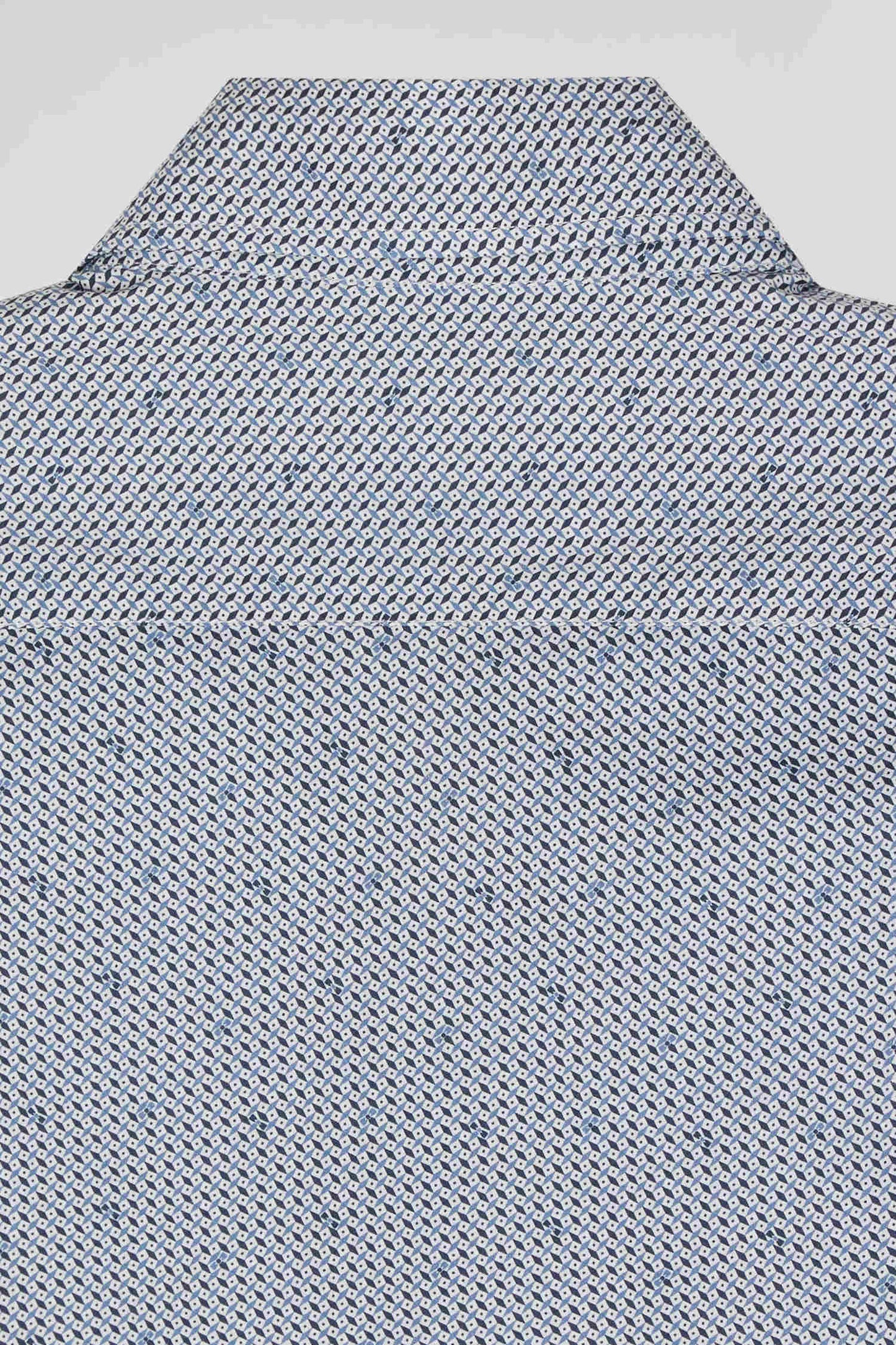 Chemise en coton à micro-motifs bleu ciel coupe Slim