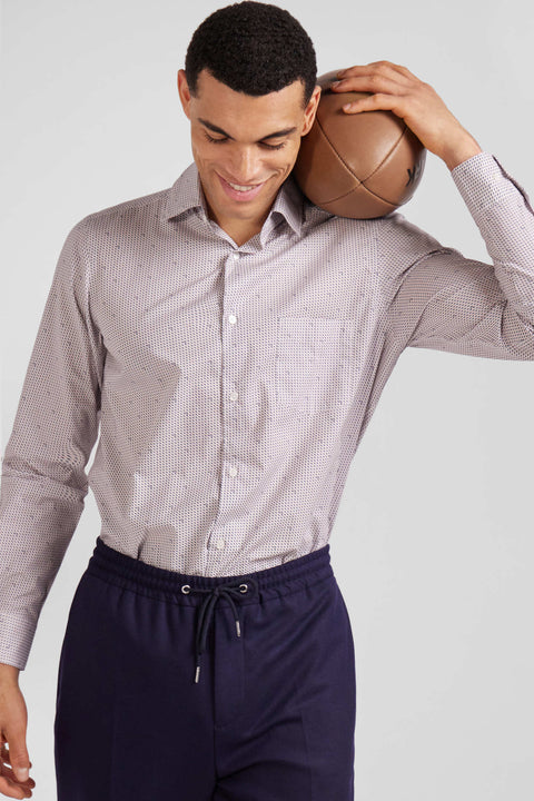 Slim pink microprint cotton shirt - Image 3