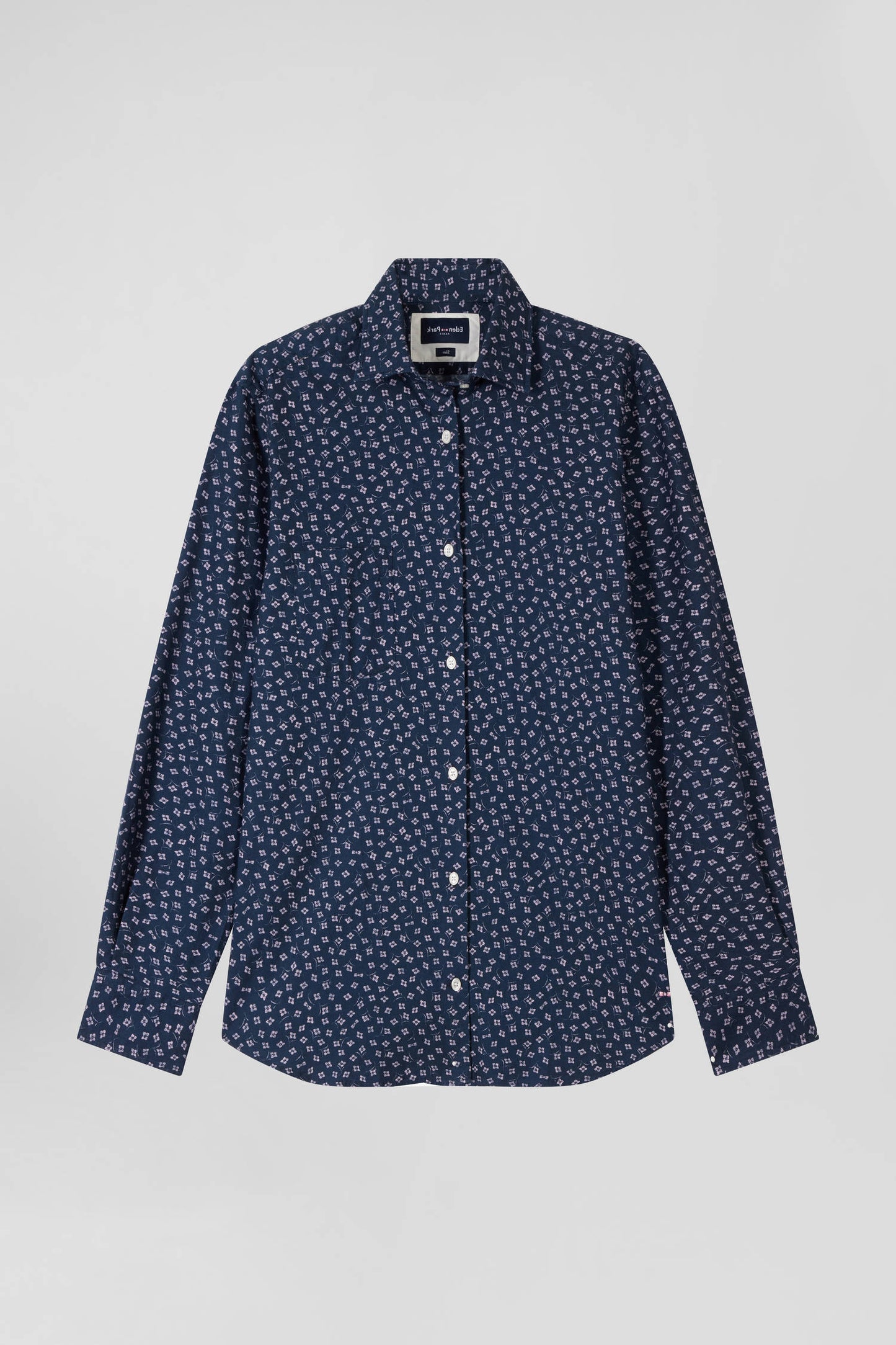 Slim dark blue cotton shirt