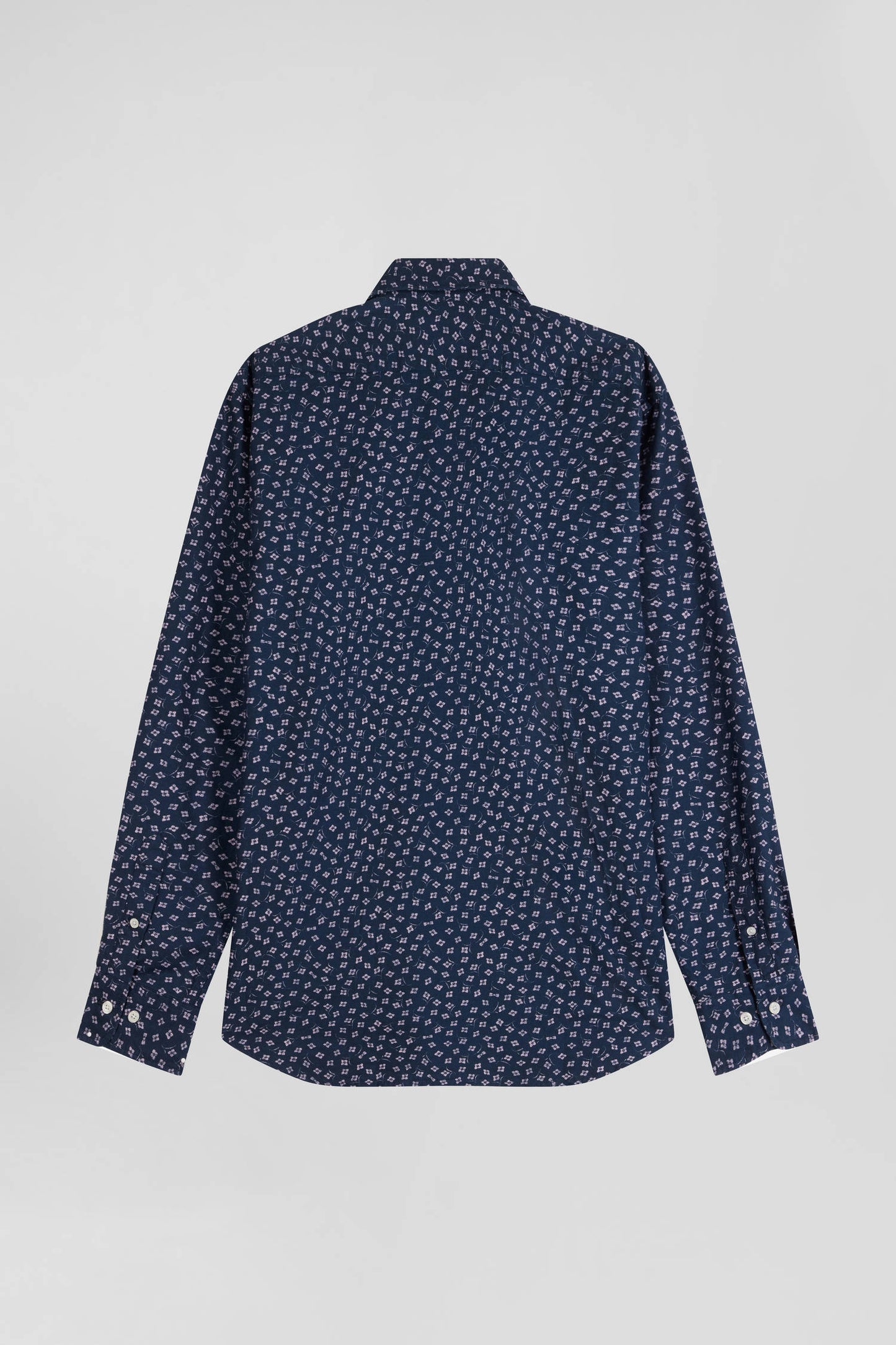 Slim dark blue cotton shirt