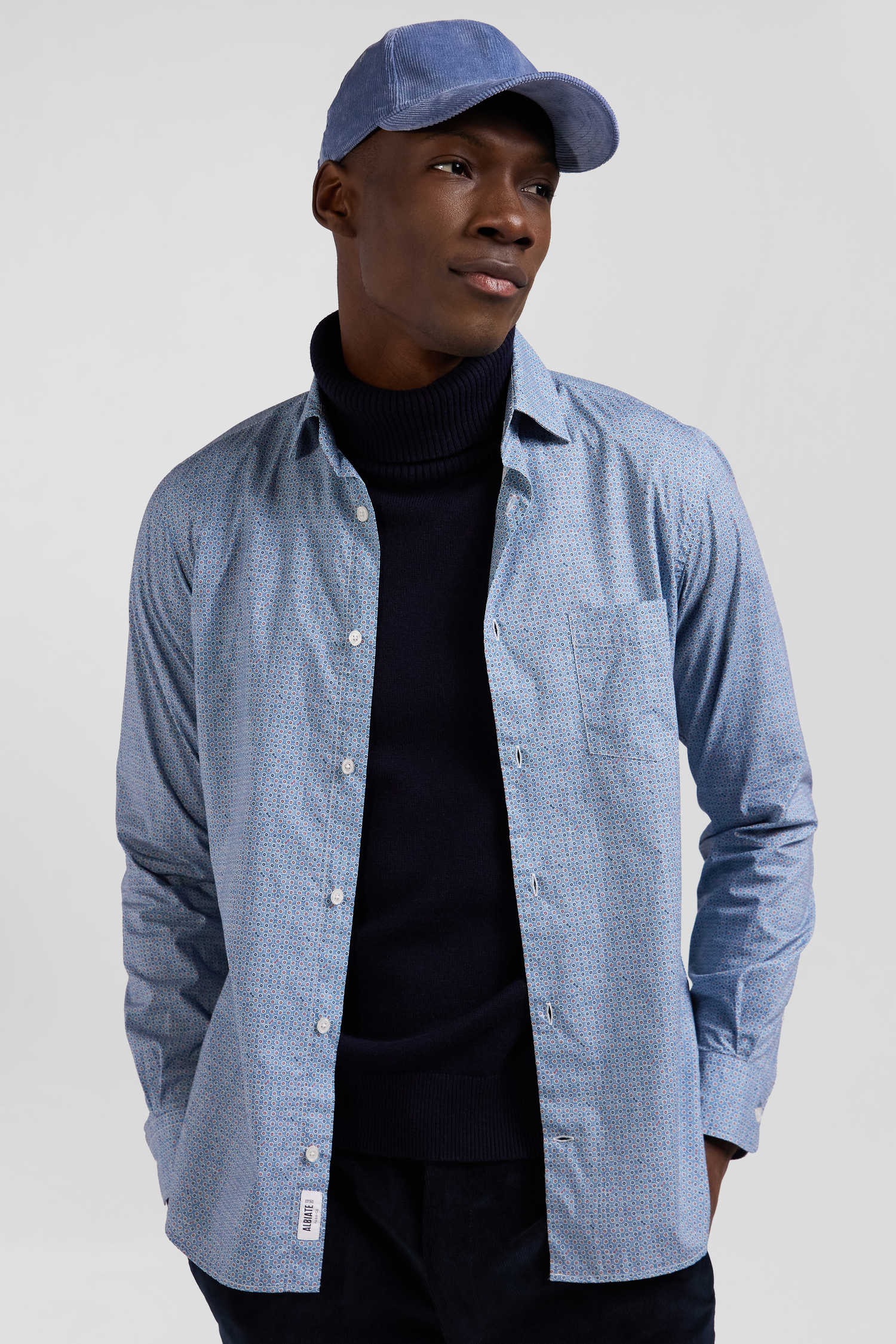 Slim sky blue cotton shirt