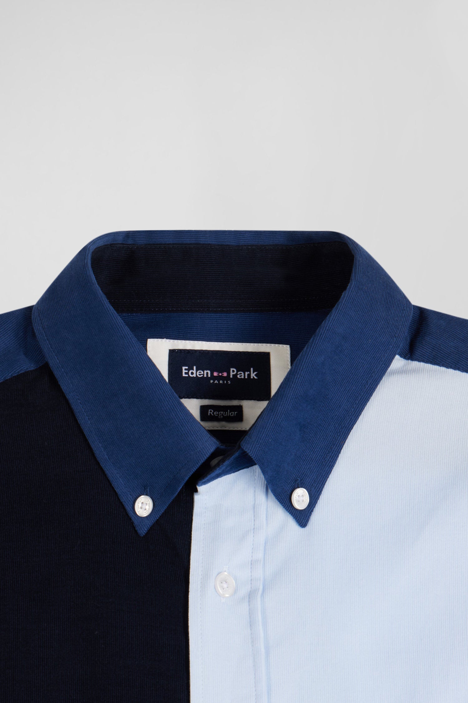 Regular navy blue tricolour cotton shirt