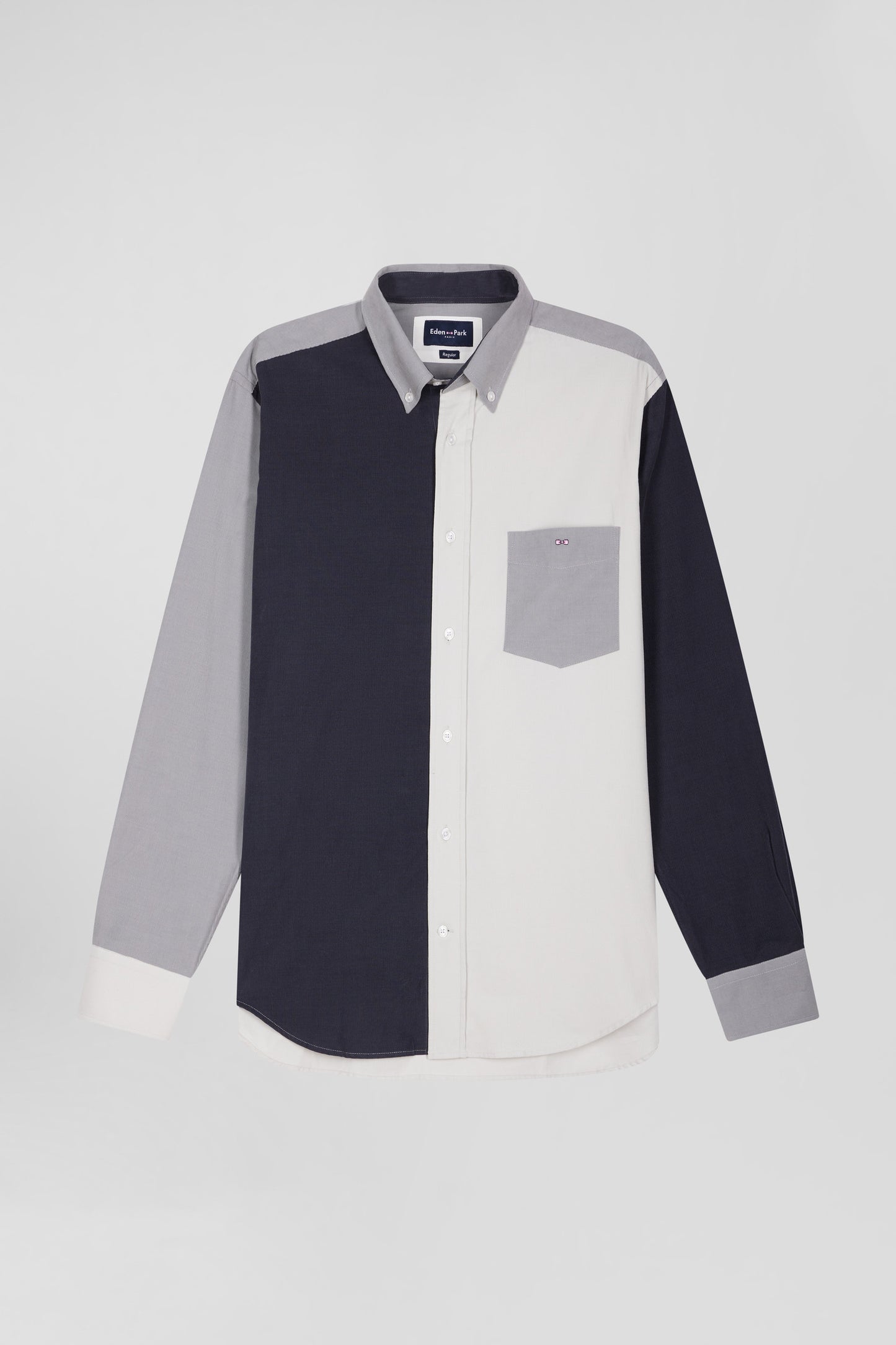 Regular grey tricolour cotton shirt