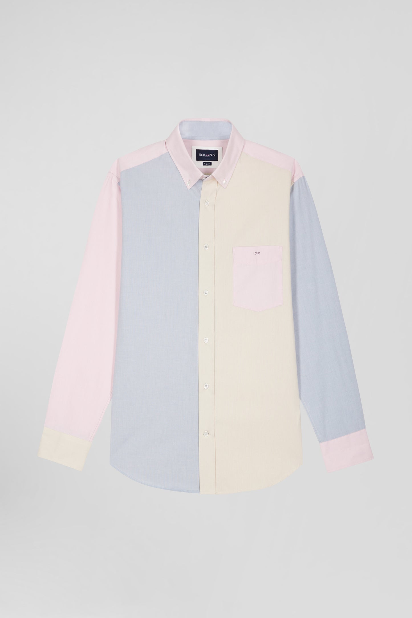 Regular sky blue tricolour cotton shirt