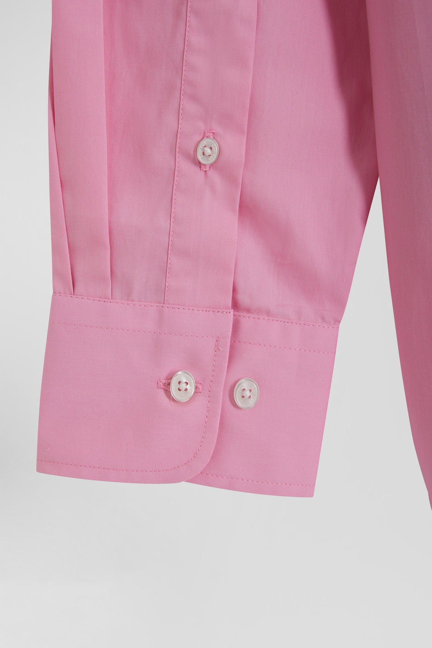 Regular plain pink cotton poplin shirt