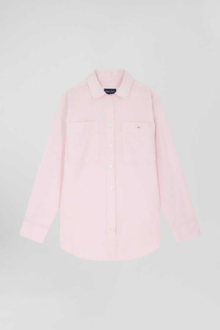 Chemise à carreaux en coton rose à poches plaquées coupe Relaxed