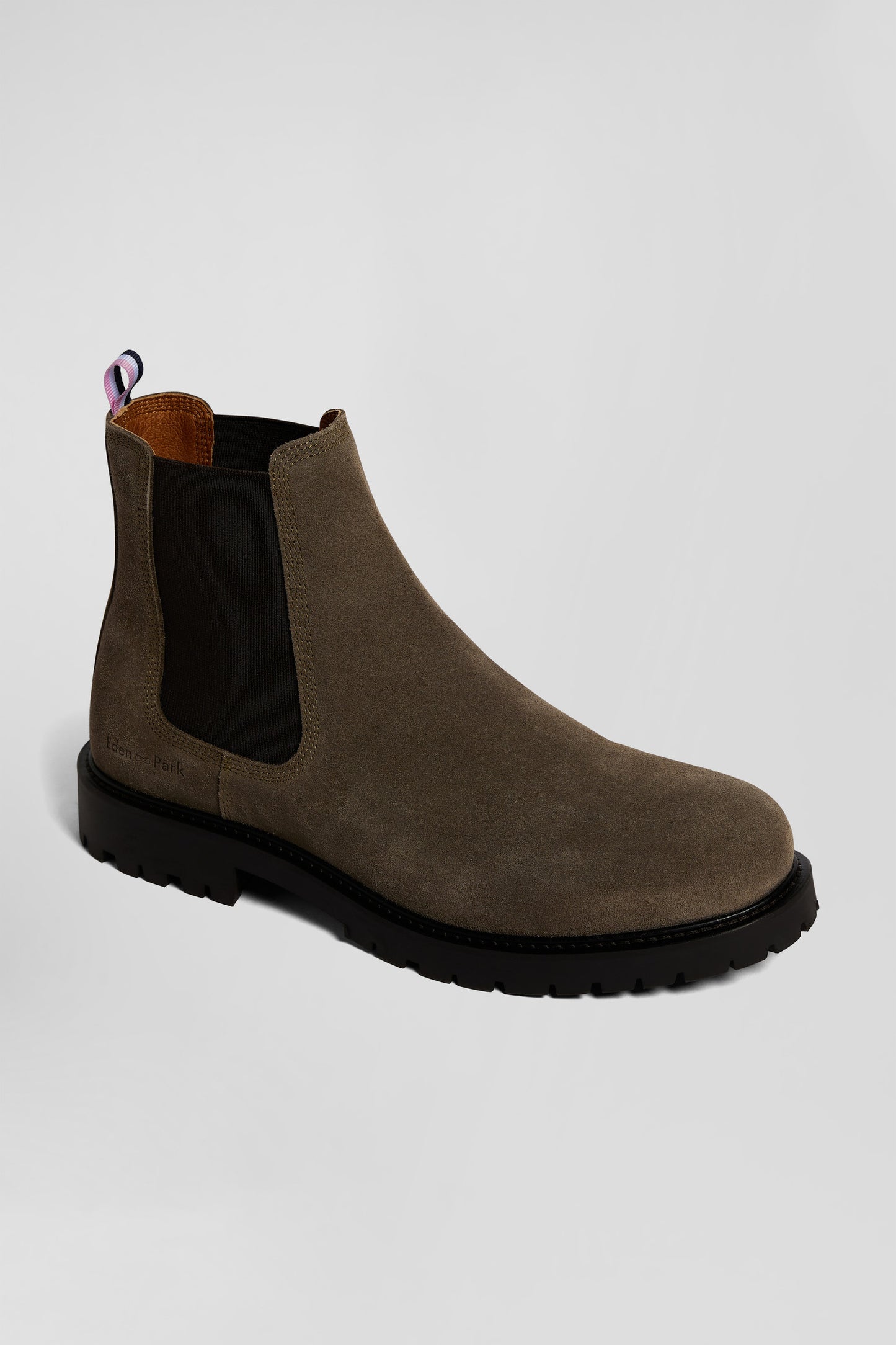 Chunky sole grey leather Chelsea boots