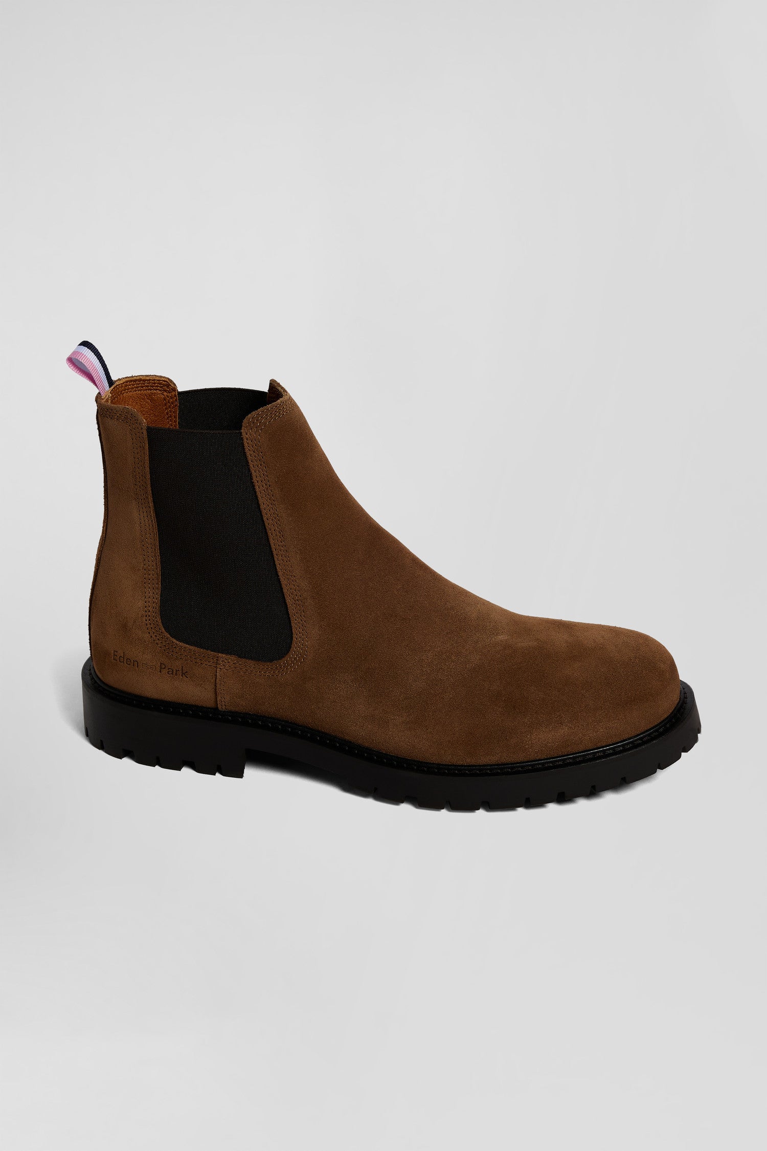 Chunky sole brown leather Chelsea boots