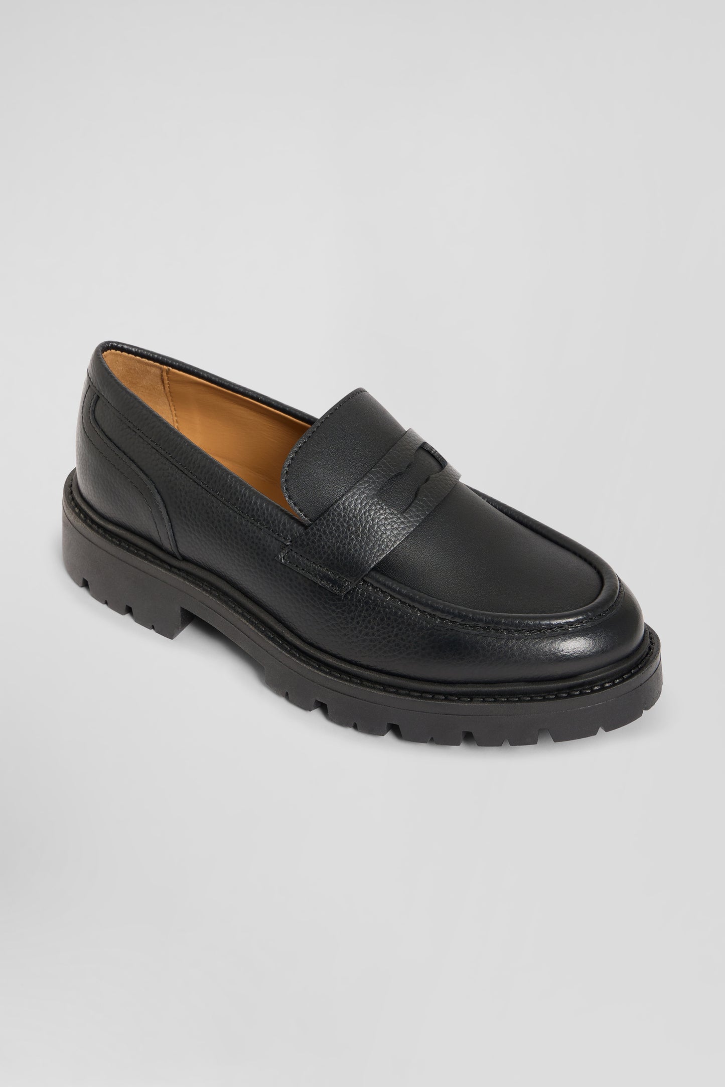 Black leather loafers