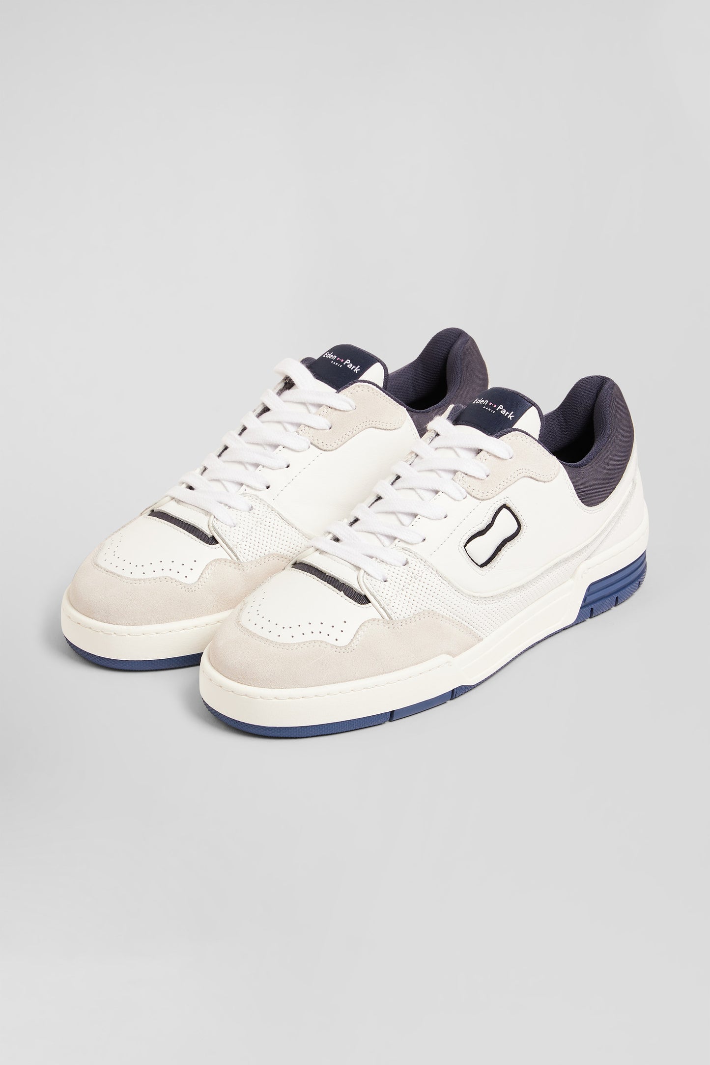 EP10 beige and navy blue leather sneakers