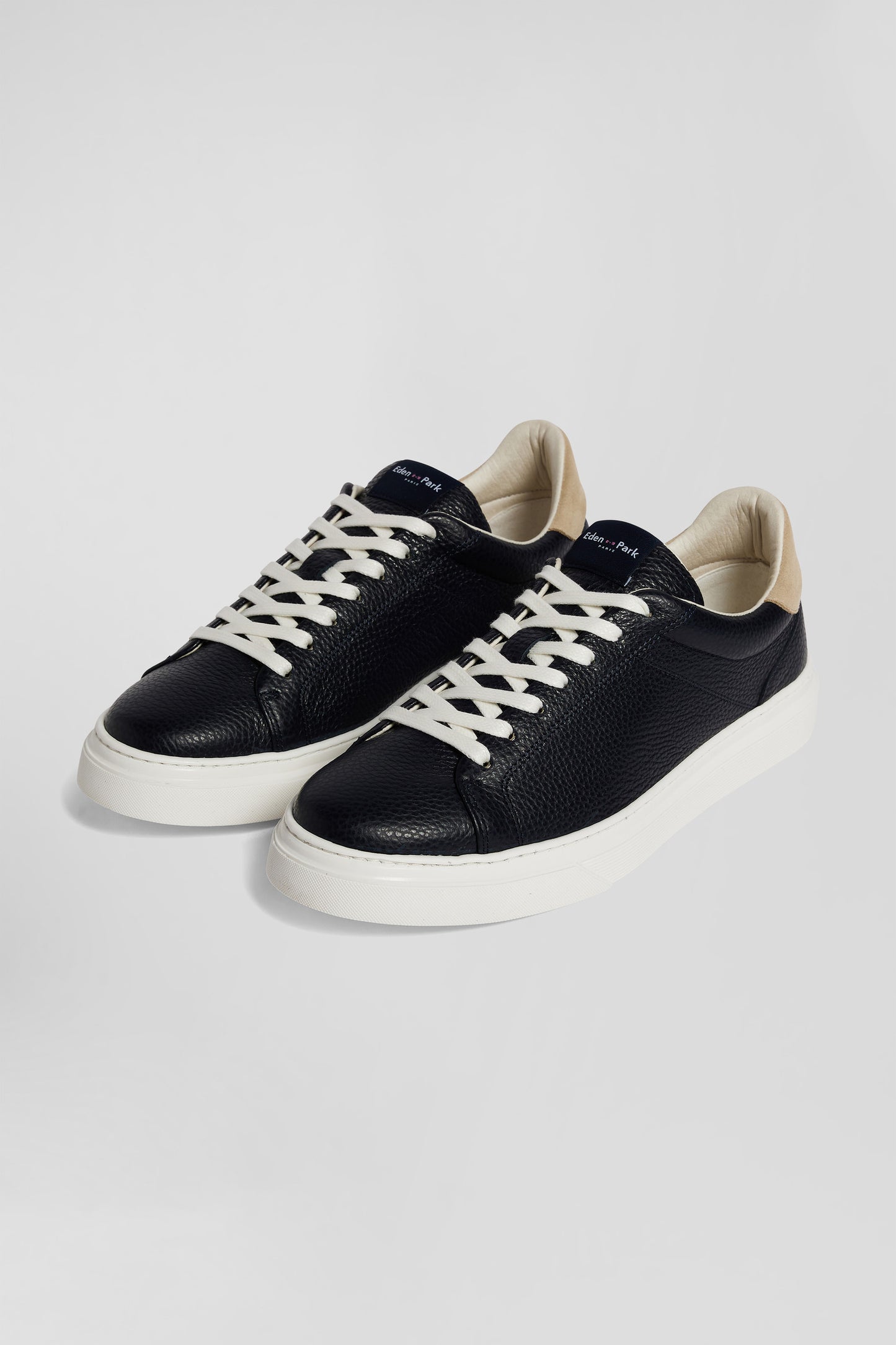 Navy low-top leather sneakers