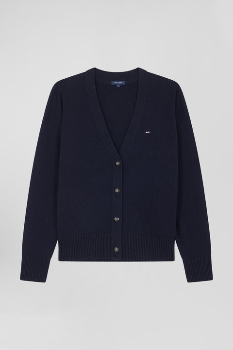 Relax navy blue blended wool and cotton cardigan - Image 2
