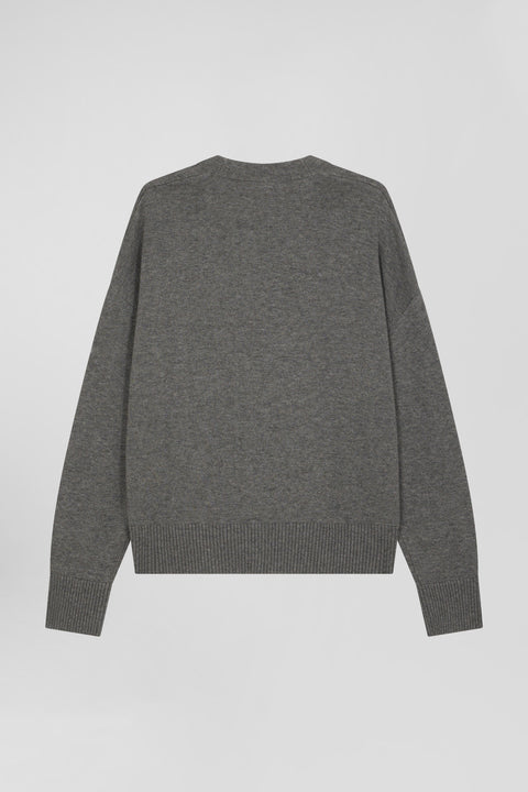 Relax mottled grey blended wool and cotton cardigan - Image 2