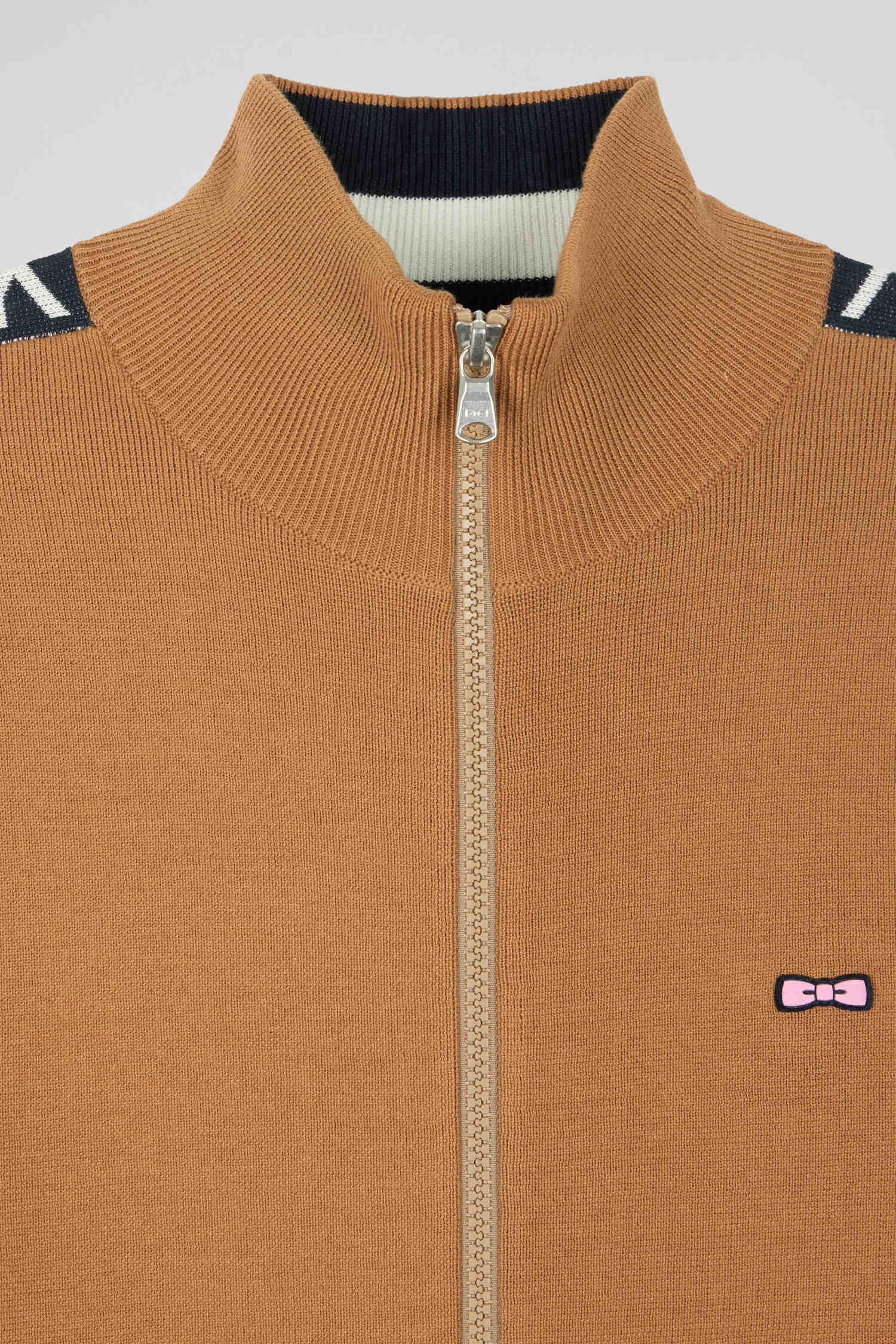 Cardigan zippé en coton milano camel coupe Regular