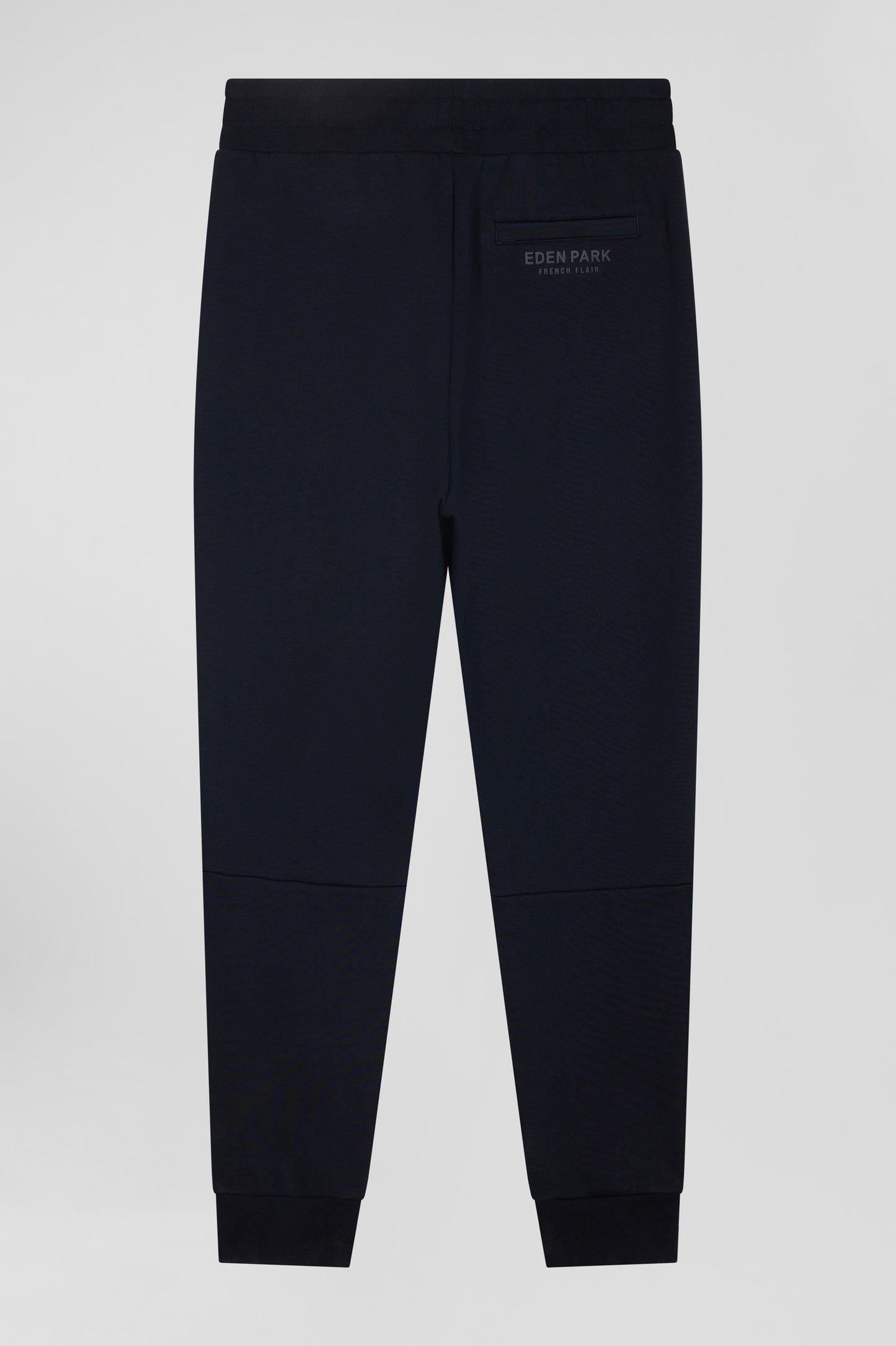 Regular navy blue mixed cotton jogging bottoms with striped trims