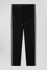 Regular black mixed cotton jogging bottoms with leg piping