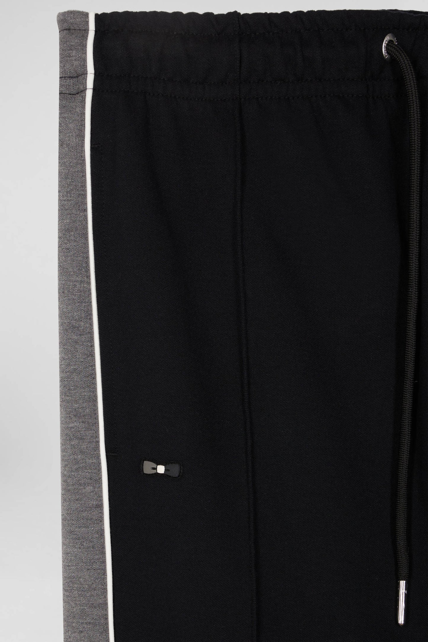 Regular black mixed cotton jogging bottoms with leg piping