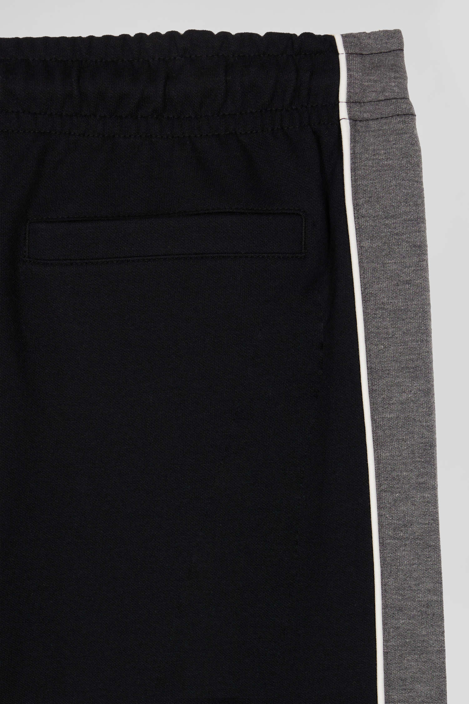 Regular black mixed cotton jogging bottoms with leg piping