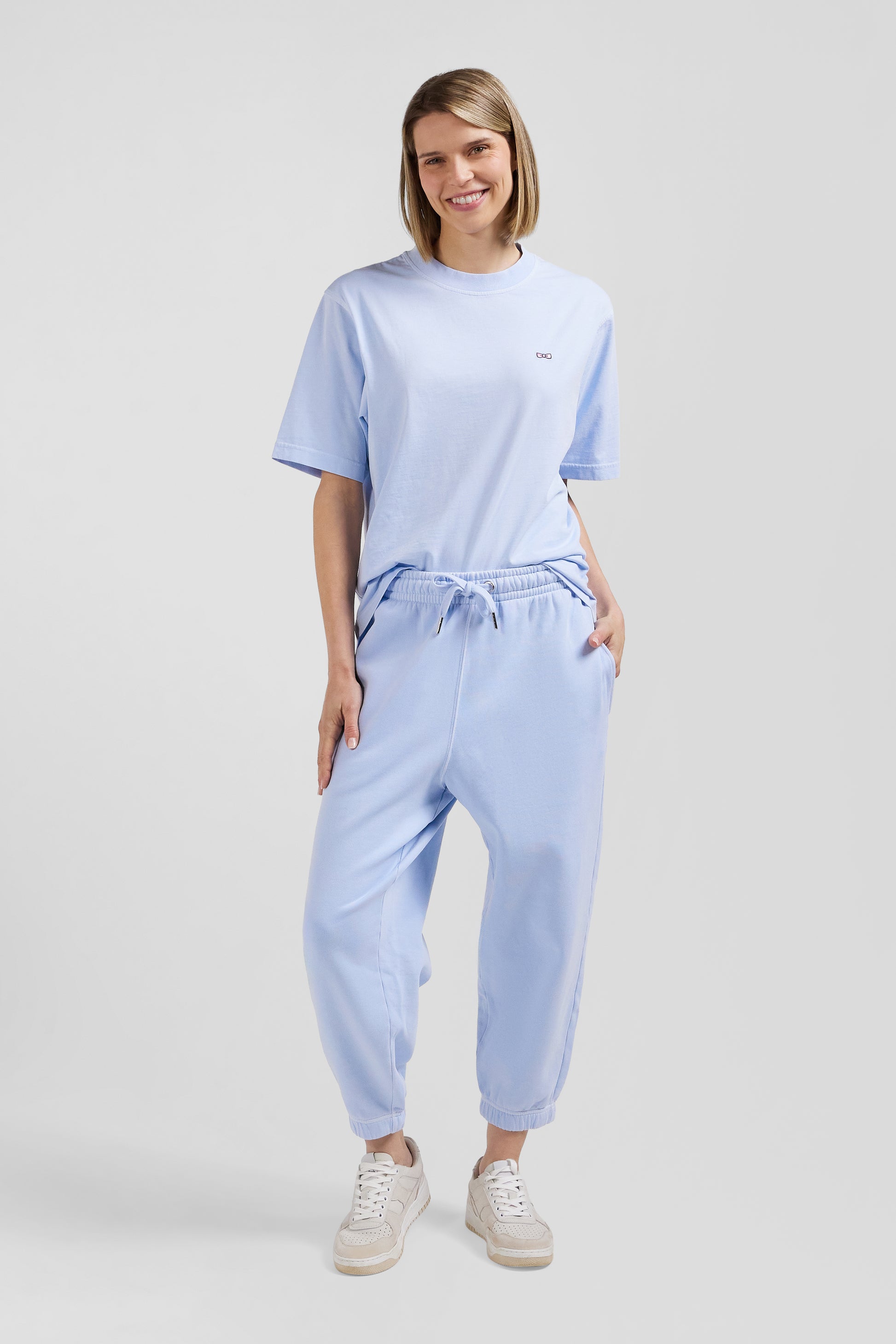 Relax unisex sky blue brushed cotton fleece jogging bottoms