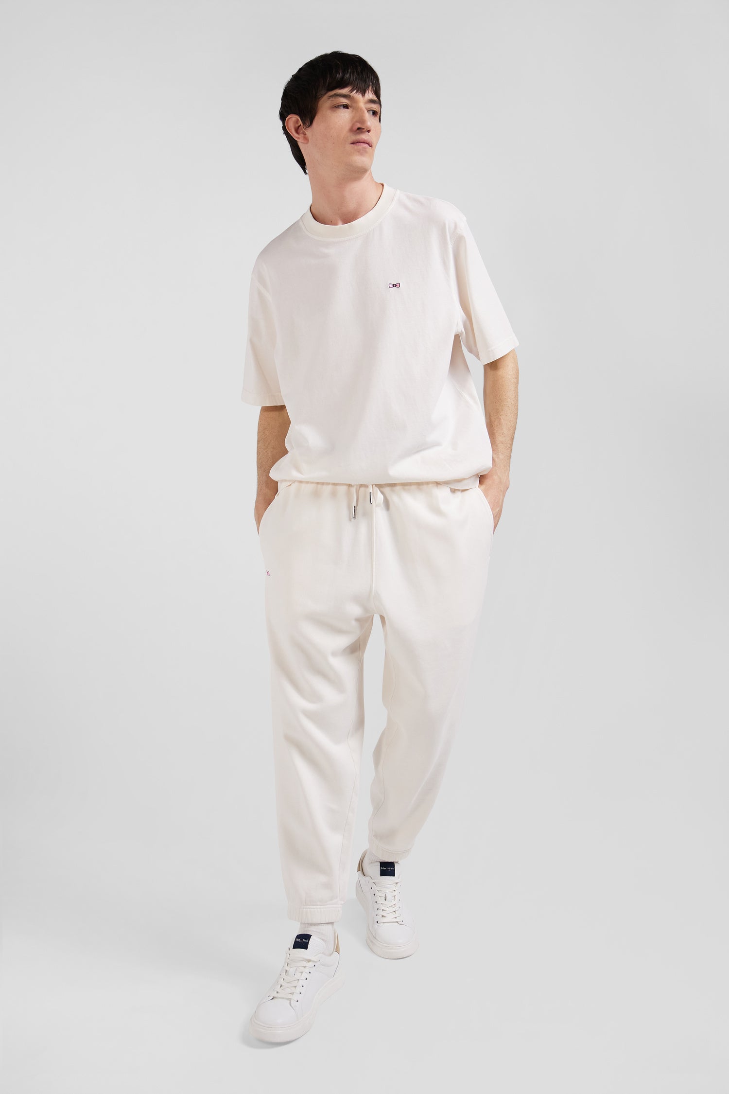 Relax unisex ecru brushed cotton fleece jogging bottoms