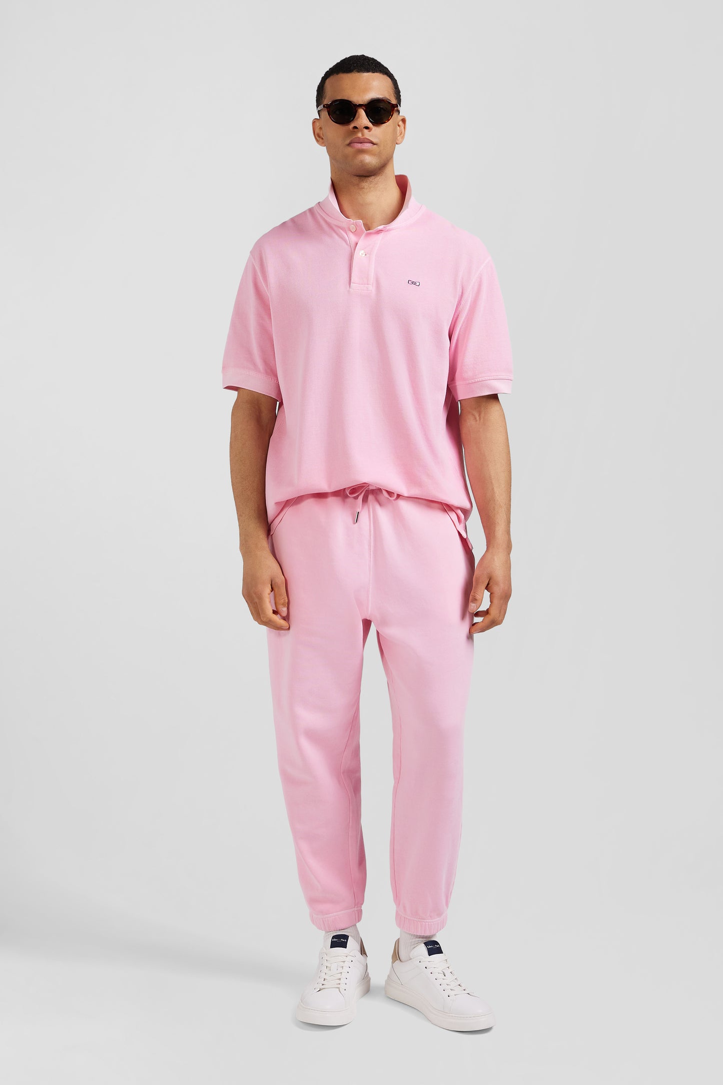 Relax unisex pink brushed cotton fleece jogging bottoms