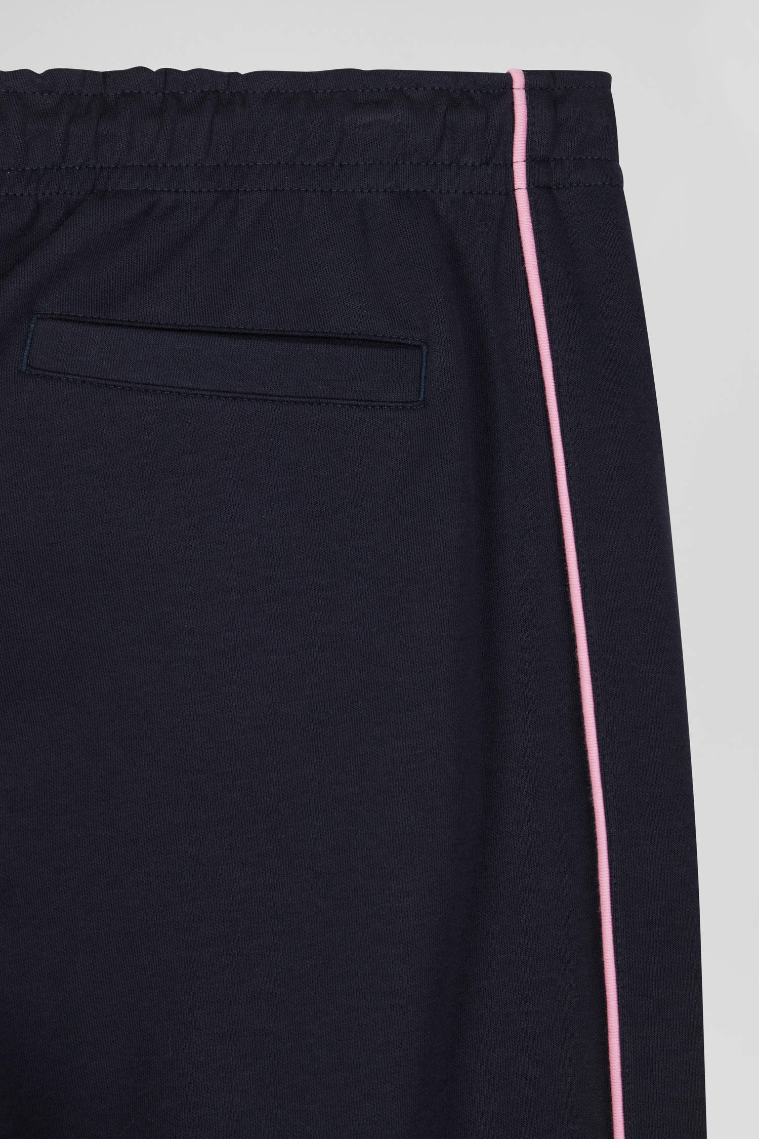 Regular navy blue mixed cotton jogging bottoms with pink piping