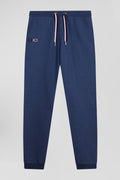 Regular navy blue brushed cotton fleece jogging bottoms