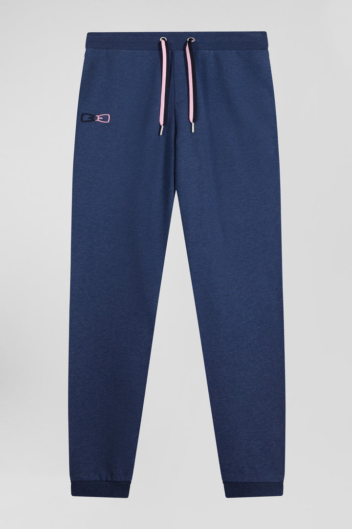 Pantalon jogging en molleton coton gratté bleu marine coupe Regular