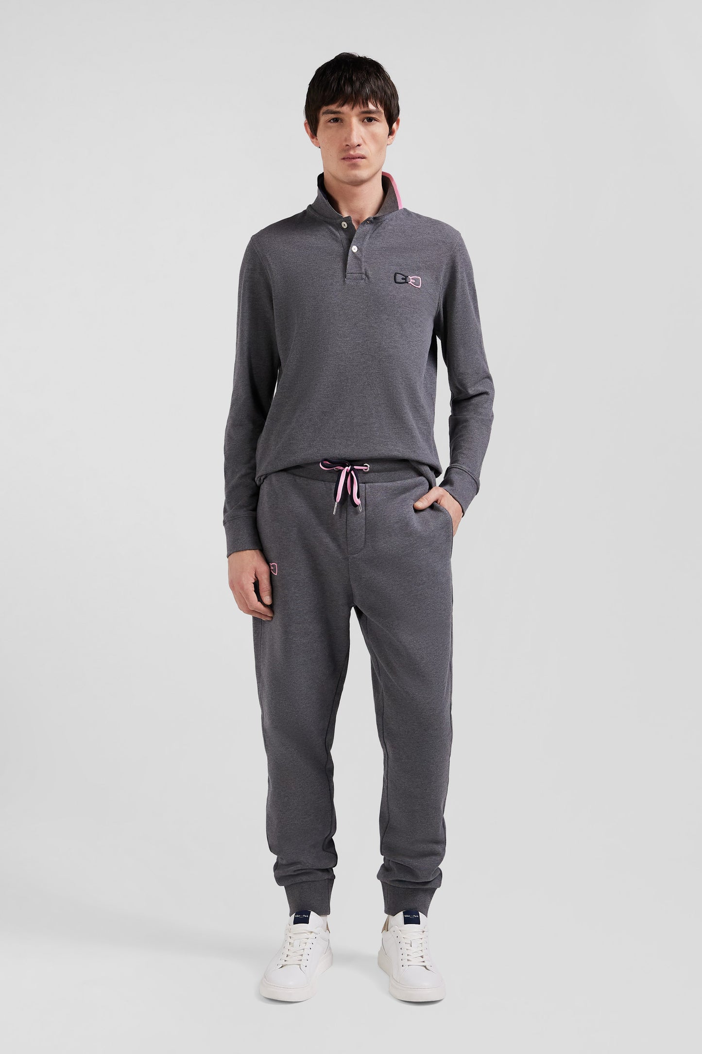 Regular grey brushed cotton fleece jogging bottoms