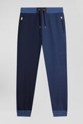 Regular navy blue bicolour mixed cotton jogging bottoms