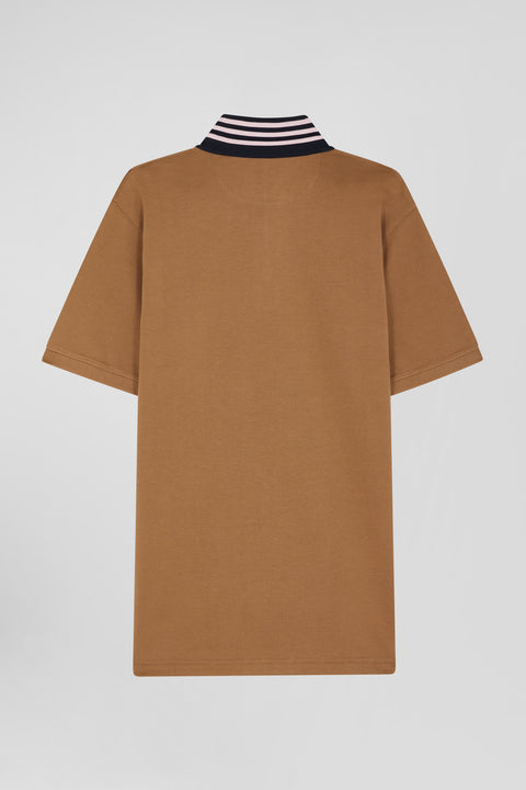 Hazelnut cotton jersey with contrasting collar Regular fit - Image 2