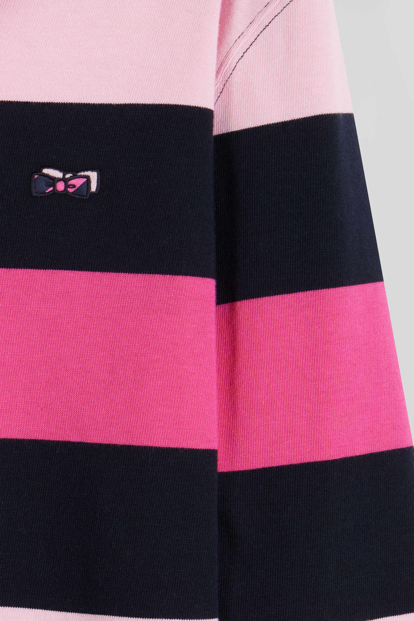 Regular pink striped long-sleeved cotton rugby shirt