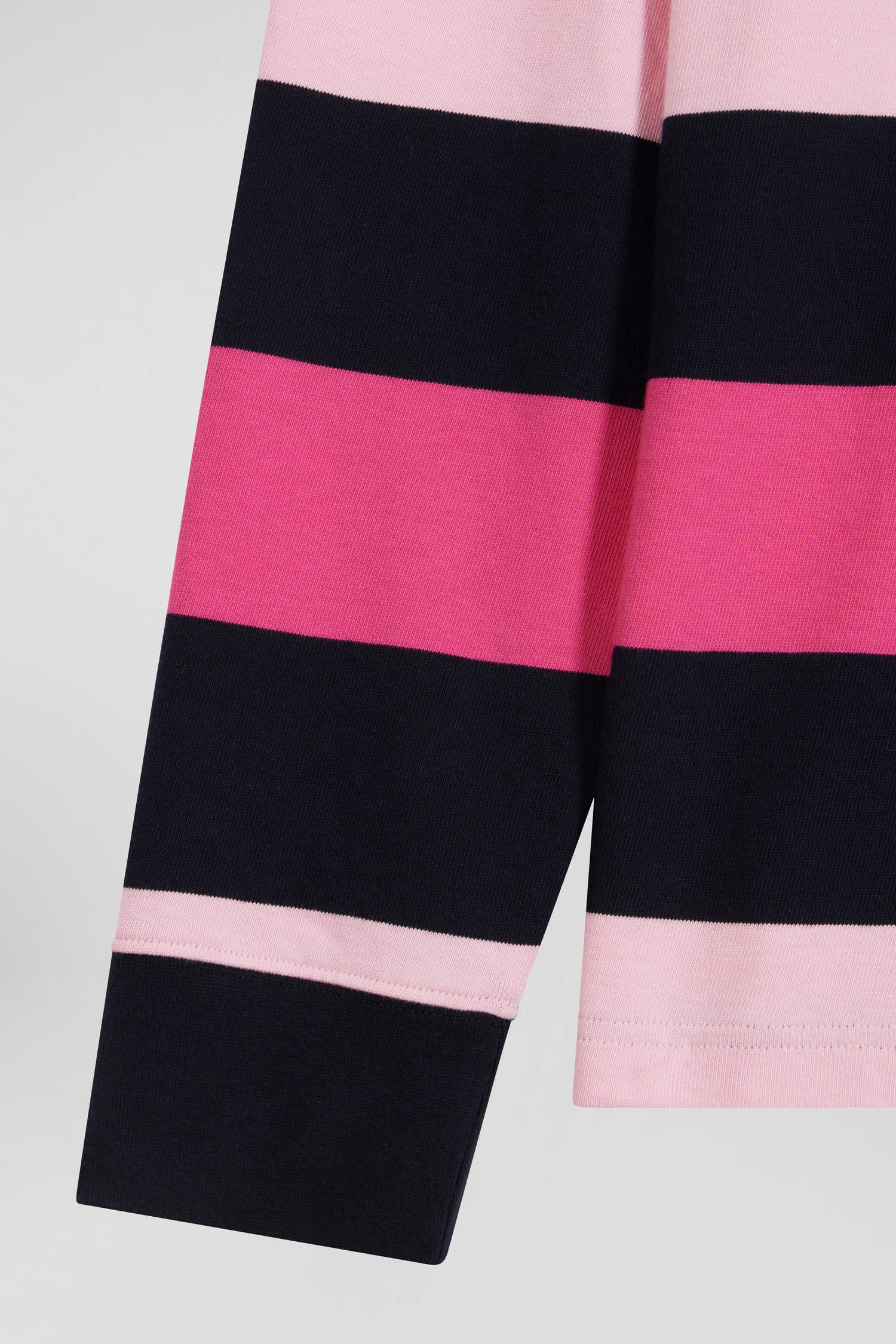 Regular pink striped long-sleeved cotton rugby shirt