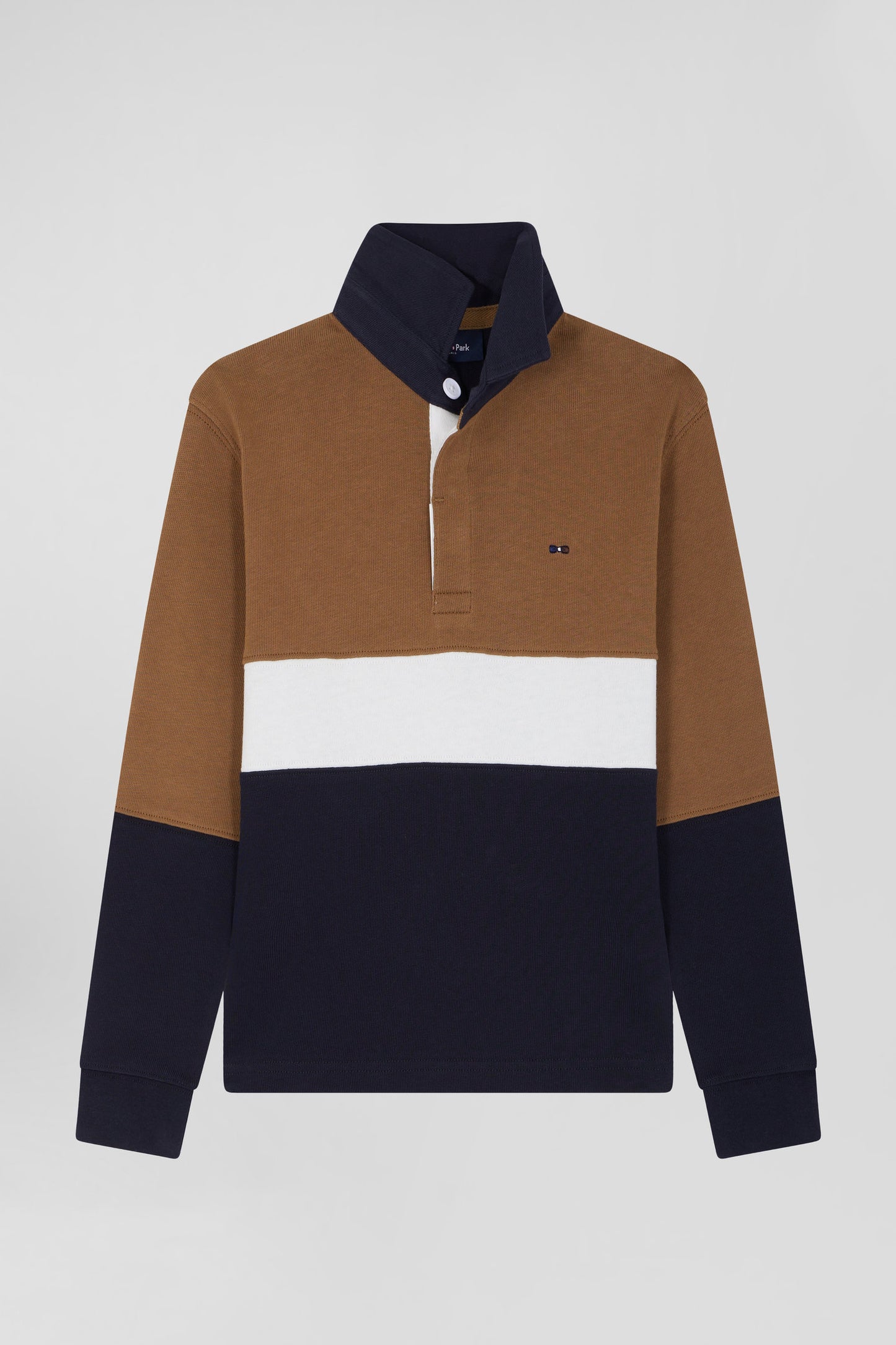 Long-sleeved jersey in hazelnut cotton, regular fit