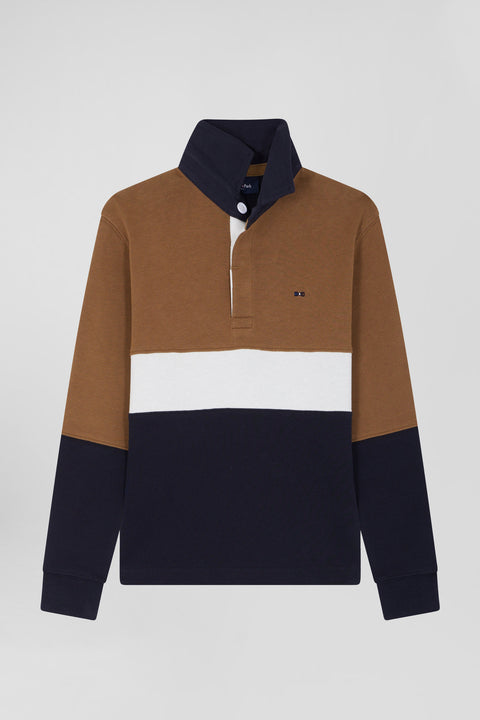 Long-sleeved jersey in hazelnut cotton, regular fit - Image 2