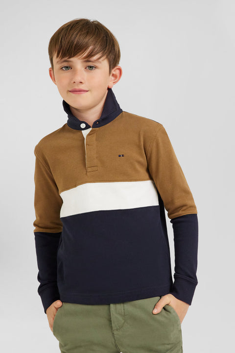 Long-sleeved jersey in hazelnut cotton, regular fit - Image 3