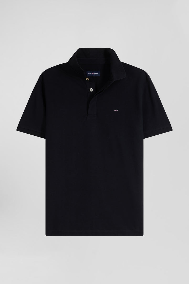 Polo manches courtes en piqué coton noir coupe Slim