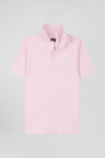 Slim pink short-sleeved stretch cotton polo shirt