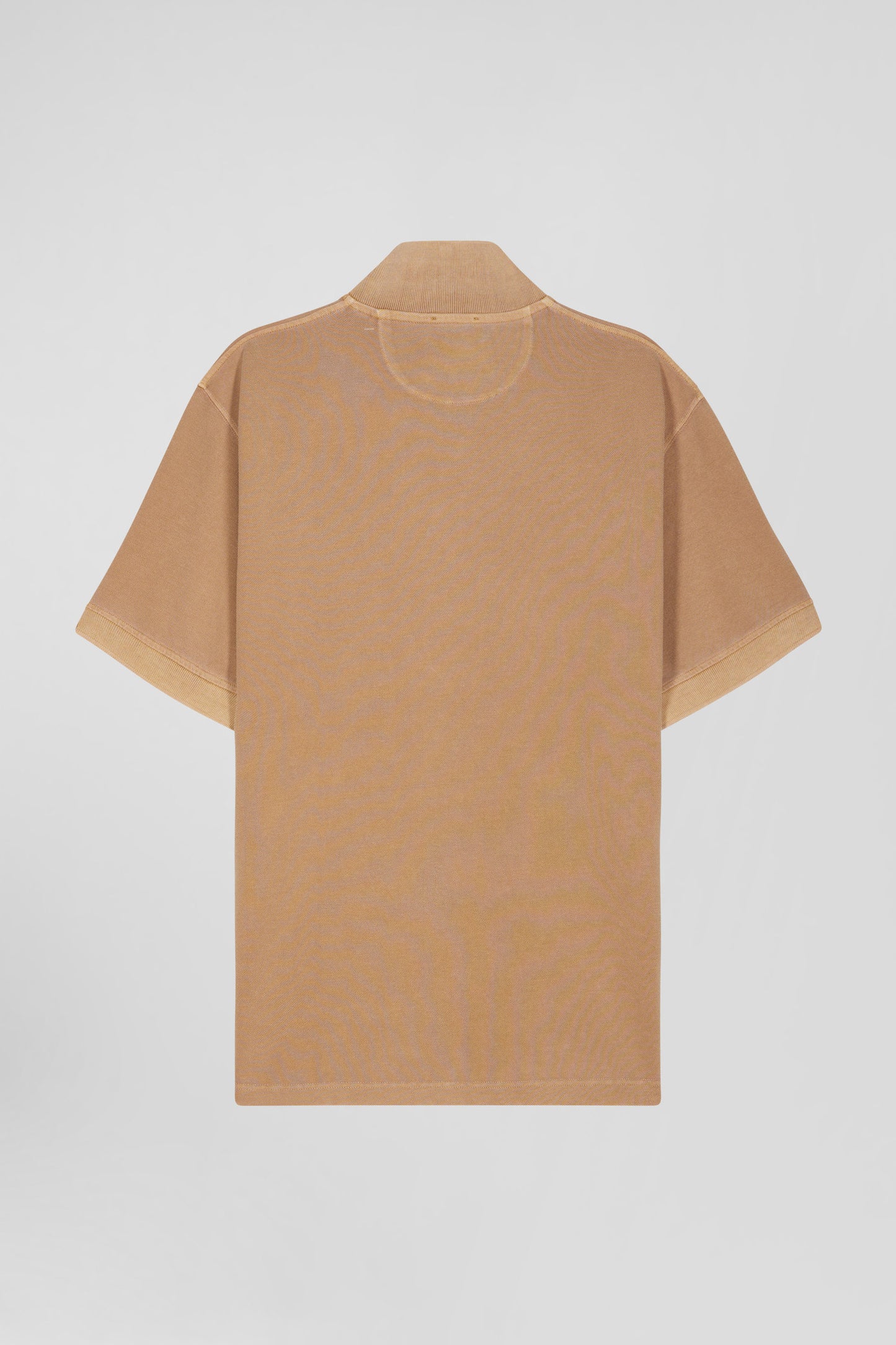 Unisex short-sleeve polo shirt in overdyed hazelnut cotton pique Oversized cut