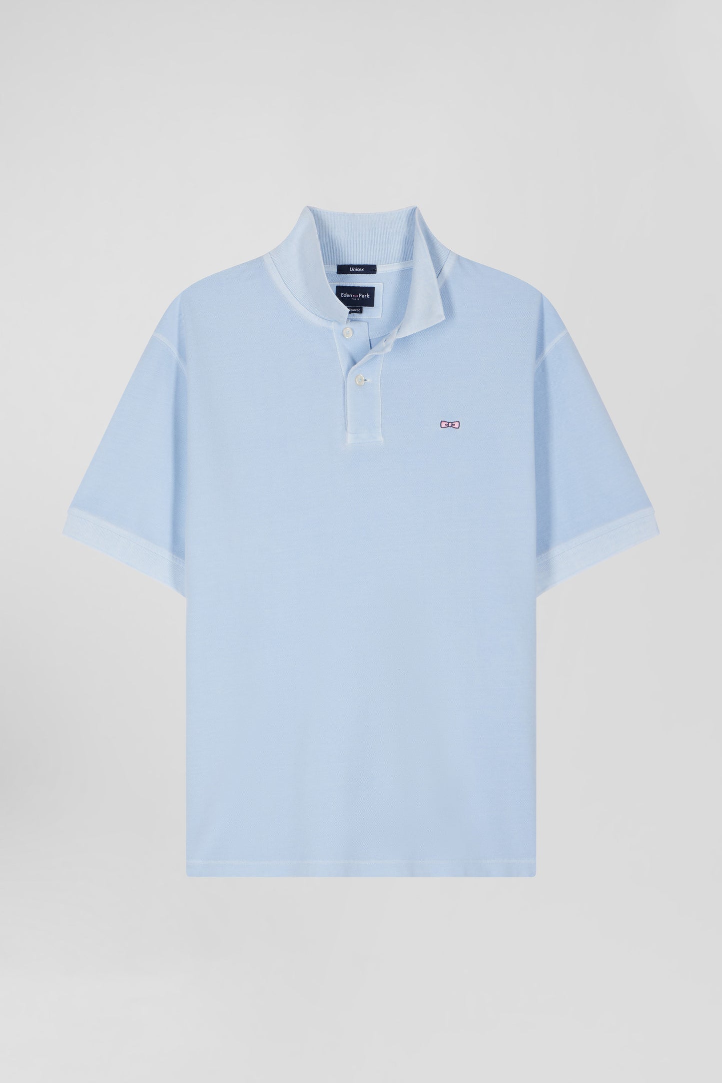 Oversized sky blue unisex short-sleeved cotton piqué polo shirt